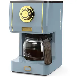 Coffee Maker, 5 Cup Coffee Pot with Three Brewing Modes, Retro Coffee Maker with Glass Carafe &  Coffee Filter, Drip Coffee Maker Ideal for  or Office, Warming Plate, Ash Blue