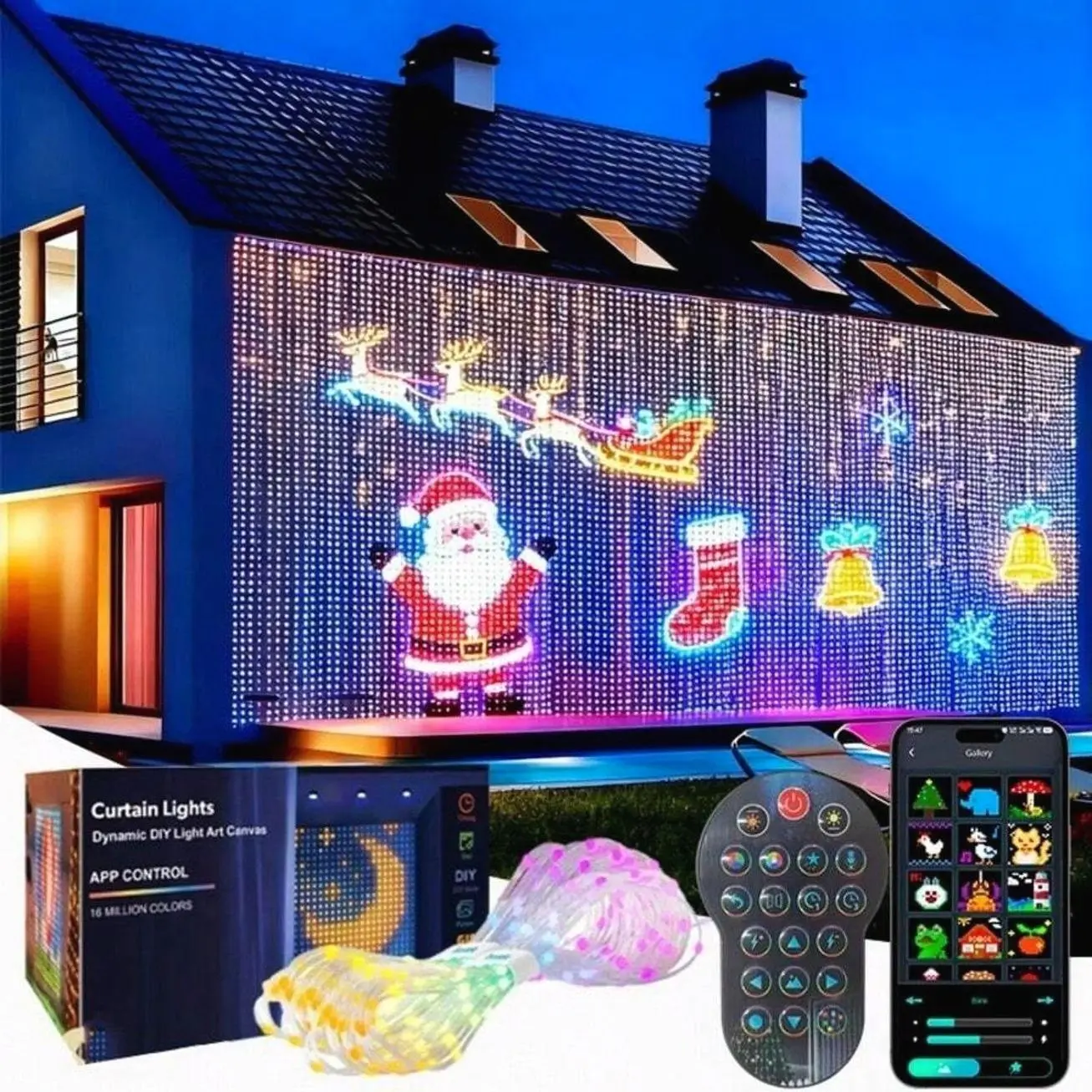 Smart LED Curtain Lights with App Control, Music Sync & DIY Lighting Patterns for Party, Bedroom and Holiday Decor
