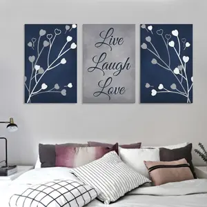 3-piece Modern Art Canvas Print Set with Wooden Frame Space Design in Gray Navy Blue Home Dormitory Classical Style Decoration Gift Hanging Ornaments Artistic Room 8x12 12x16 16x24 24x36