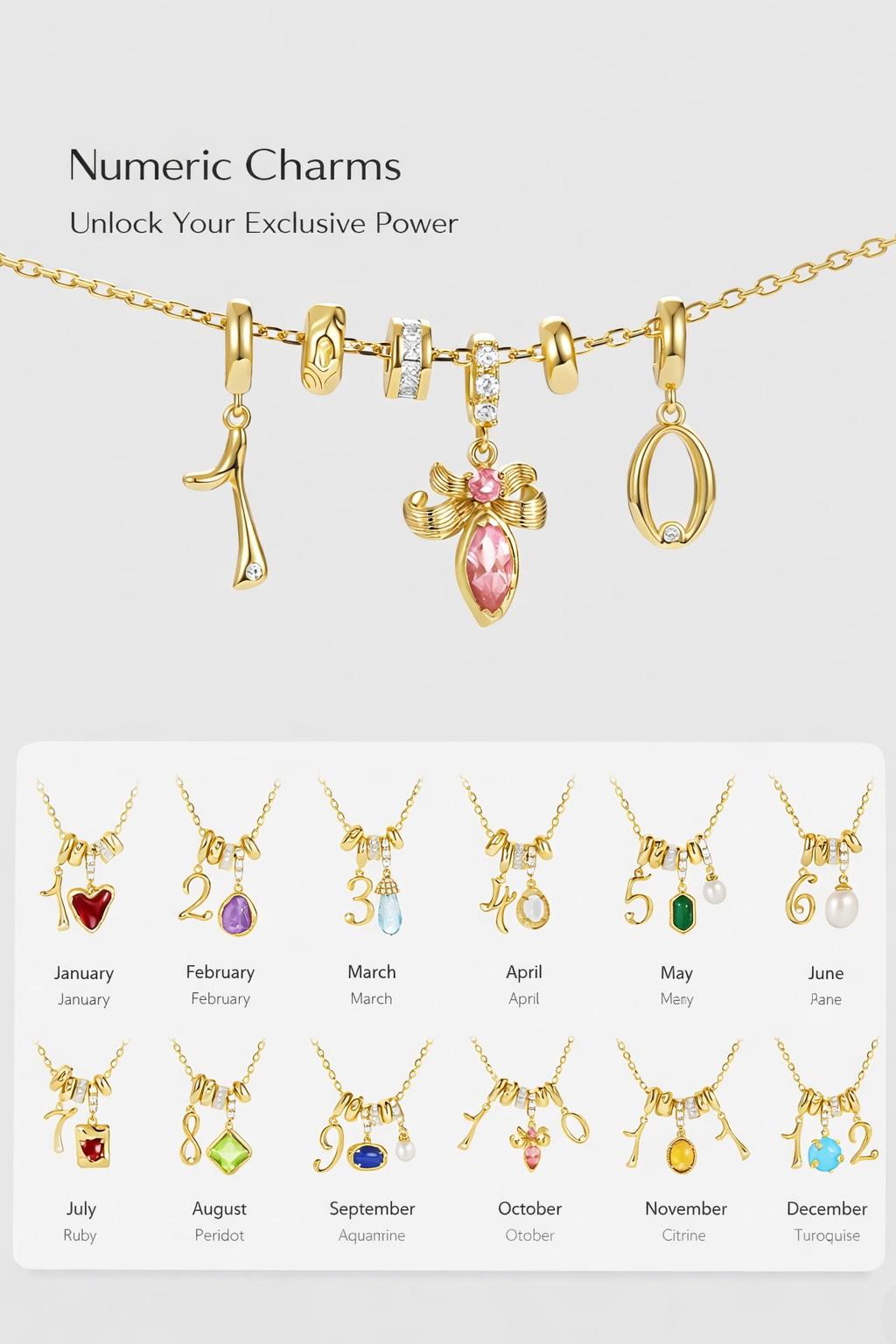 Tewiky Luxury Gold Smooth Natural Stone Hoop Necklace / Birthstone Month Number Pendant / Irregular Heart Birthstone Necklace – Dainty Premium Birthday Gift for Women