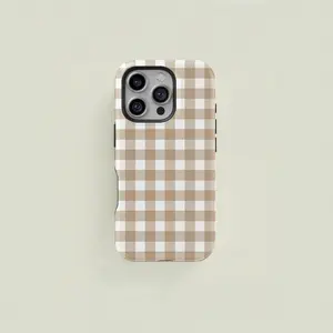 Brown Gingham Phone Case |   Cottagecore Checkered Case | Fall Autumn |   iPhone 16 15 14 13 12 11  Pro Max Samsung S25 S24 S23 Ultra gift for her men's cool gadgets iphone 17 pro max cases girls