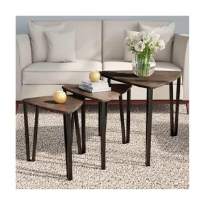 Lavish Home 3 Modern Woodgrain-Look Nesting Coffee Tables