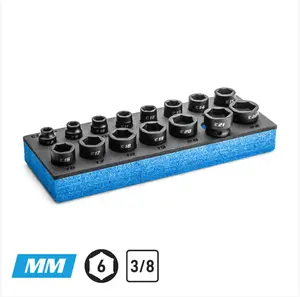 Capri 3/8 in. Drive Stubby Impact Socket Set, Metric, 8 to 22 mm, 15  Piece