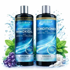 (Combo) Minoxidil Shampoo + Conditioner Set  w/ Biotin + Collagen Shampoo, Sulfate-Free Thickening Hair Cleanser for Fuller-Looking, Stronger Hair, Unisex Daily Scalp Care, 32 oz (950 ml)