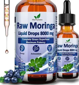 Raw Moringa Liquid Drops 8000 mg, Organic Moringa Oleifera Leaf Extract w. Supergreens Blend of Wheatgrass, Barley Grass for Antioxidant, Energy & Immune, High Potency Than Capsules Powder