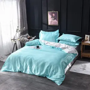 Pink White Silk Duvet Cover for Boys Girls Teens,Reversible Luxury Like Satin Quilt Cover,Chic Luxurious Silky Bedspread Cover,Zipper,(No Comforter)