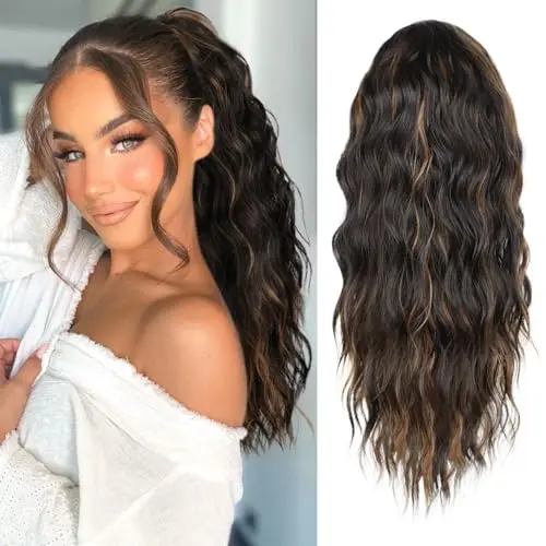 20inch-Dark Brown with Honey Blonde Highlights