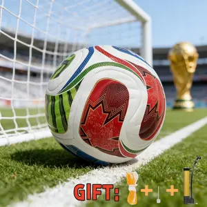 2026 US-Canada-Mexico World Cup Size 5 Soccer Ball with Seamless Craft, Premium PU Material, Anti-Slip Design and Cladded Rubber Bladder, Durable for Both Training and Matches, Top Choice for Football Enthusiasts, Collection and Gifting, Ideal Birthday