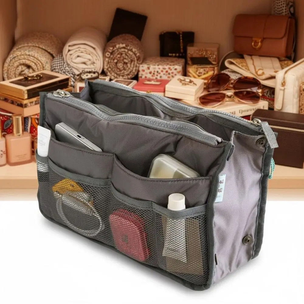 Multifunctional Nylon Zipper Pouch with Handle: Waterproof Cosmetic Organizer, Travel Essentials Bag, Portable Storage for Students, Daily Carry-On & Small Items