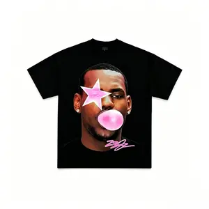 Lebrons Graphic T-Shirt Collection Basketball Y2K Rap Premium Quality Heavyweight Shirt For Men-Bubble Gum Star Portrait Graphic Tee, Y2K Pop Art T Shirt, Pink Aesthetic Streetwear Shirt funny shirt guy