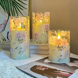 3-Pack Flameless LED Candle Lamp Set, Rose Flower Candles Battery Operated, 10-Key Remote Control, 24-Hour Timer, Perfect for Table Decorations