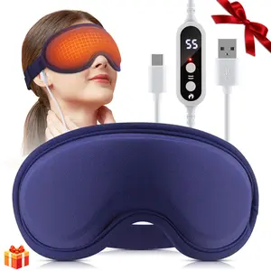 Electric Heating Eye Mask, USB Powered Eye Massager, 3D Sleep Shading Mask Warm Eye Compress Mask, 5 Heat Settings & 6 Vibration Modes, Relaxing Eye Care Tool
