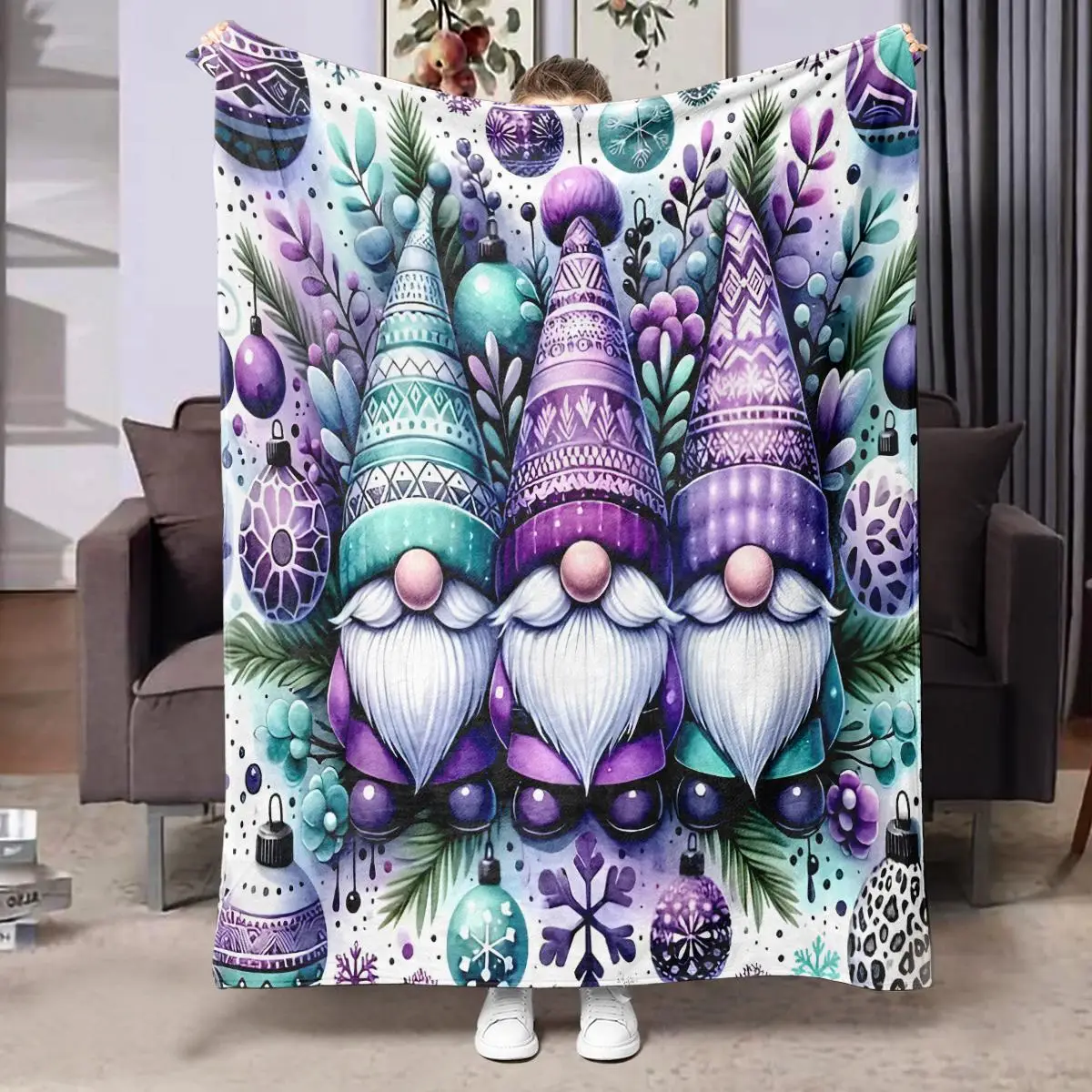 Colorful Sea Life Pattern Throw Blanket, 1 Count Soft Warm Throw Blanket, Air-conditioned Room Blanket, Warm Nap Blanket for Home Office Travel Campin