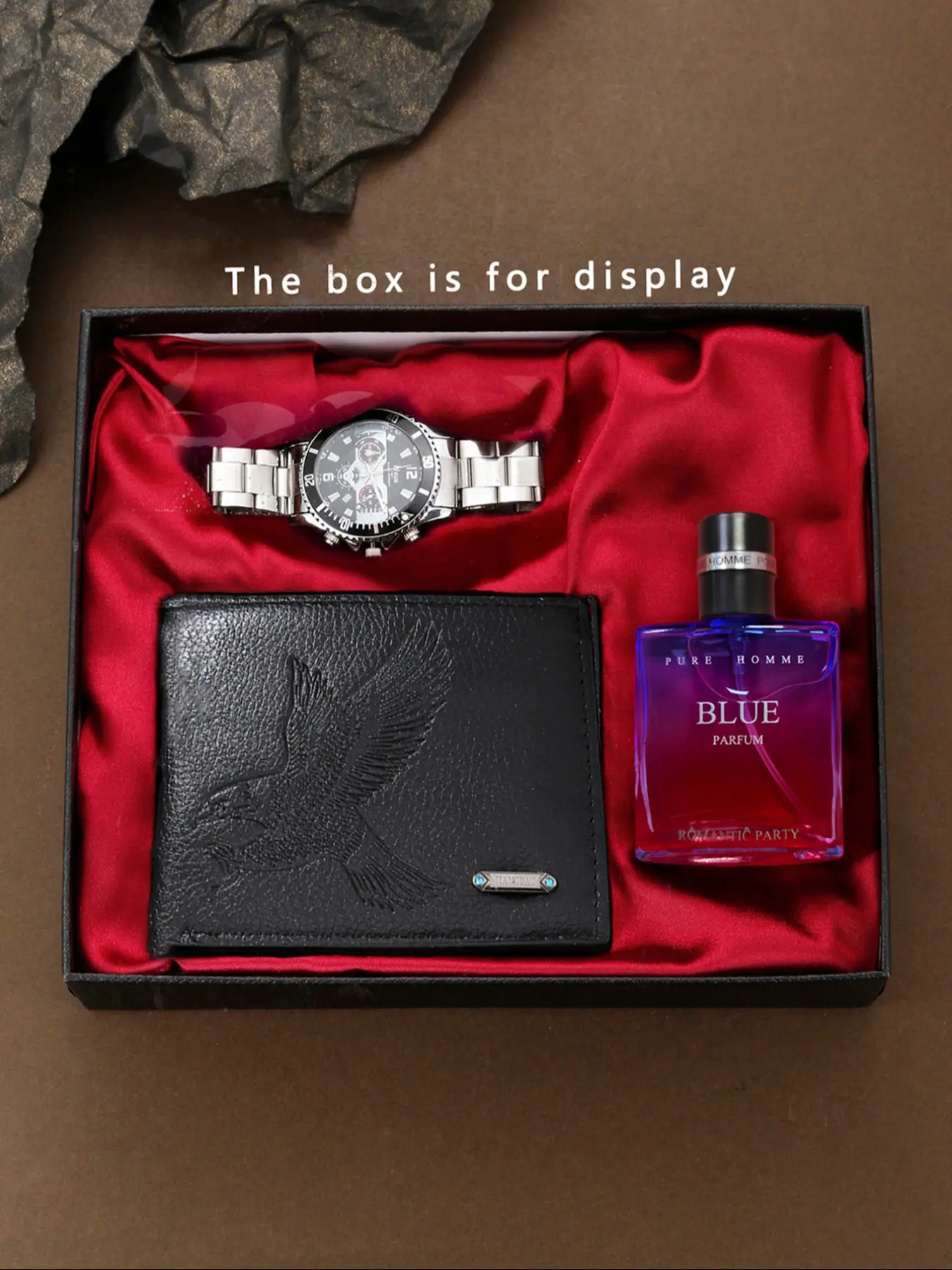 Men's Watch Gift Set, Eagle Face Wallet, Casual Business Sports Quartz Watch, Modern Fashionable Wristwatch, Perfume Combo, Perfect for Holidays & Daily Wear