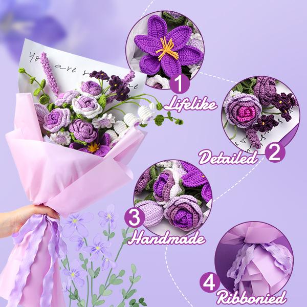 Hand-crocheted flower bouquets, complete with detailed instructions, make the perfect gift for Mother’s Day or Valentine’s Day,Beginner-Friendly Knitting Kit Hand-crocheted flower bouquets, complete with detailed instructions, make the perfect gift for Mother’s Day or Valentine’s Day,Beginner-Friendly Knitting Kit