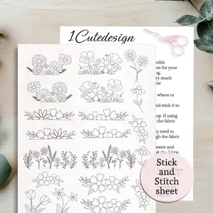 stick and stitch embroidery patterns, full page flowers, pocket patterns embroidery stencils