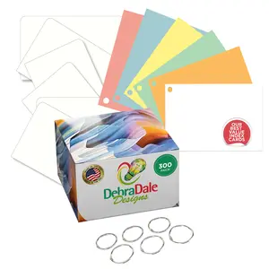 4” x 6” Blank Index Cards – 300 Count – Multi-Color – Hole Punched