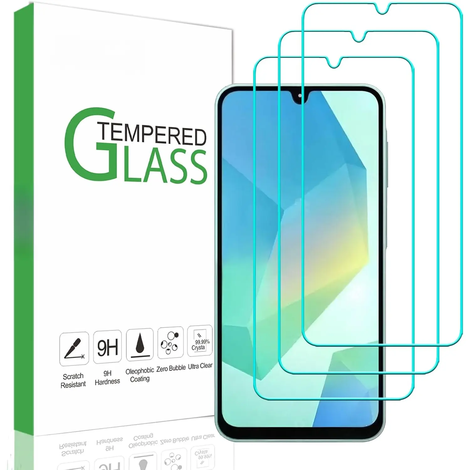 3-Pack Tempered Glass Screen Protector for Samsung Galaxy A16 5G/4G, 9H Hardness, 2.5D Edges Smooth, Smartphone Protection Accessories, Screen Cover for Mobile Devices