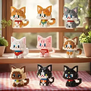 500+pcs Pet Cat Building Blocks, Cute Cartoon Animal Models, Fashion Assembly Toy, Creative Gift for Adults, Home and Office Decor