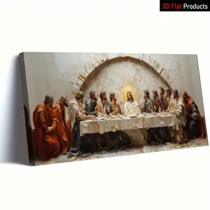 Large Framed Canvas Print - "The Last Supper" Religious Art, High-Quality High-Definition Wall Decor, Ready-to-Hang Home Decor Decoration Mounted on Wrapped Pine Wood Frame