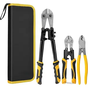 Bolt Cutter Pliers Set, 14" Heavy Duty Bolt Cutter, 8" Mini Wire Cutter, 8" Cable Cutter with Carrying Bag, Cr-V Blade for Metal, Key, Lock, Craft & Hard Wire, Screw, Chains Hand tool