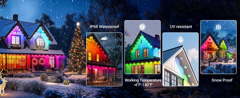 Permanent Outdoor Lights Waterproof IP65, 100Ft Smart RGB 72 LED Eaves Lights APP Control DIY Scene Modes for Christmas Decorations,House, Outdoor, Garden Decor, Work with Alexa, Google Assistant