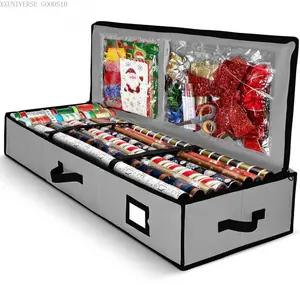 Gift Wrap Organizer, Christmas Wrapping Paper Storage Bag w/Useful Pockets for Xmas Accessories, Fits Upto 24 Rolls, Underbed Storage for Holiday Decorations, Large Capacity Storage BoxXXUNIVERSE GOODS10