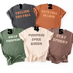 Custom Funny Matching Fall Shirt, Couple Sweatshirt, Fall Season Husband Wife Gift, Thanksgiving Party Group Shirt, Hello Pumpkin Tee, Pumpkin Spice Queen, Stay Spooky