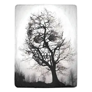 Gothic Skull Tree Print Flannel Blanket - Soft and Warm Throw for Couch, Sofa, Office, Bed, Camping, and Travel - Multipurpose Holiday Gift For Halloween