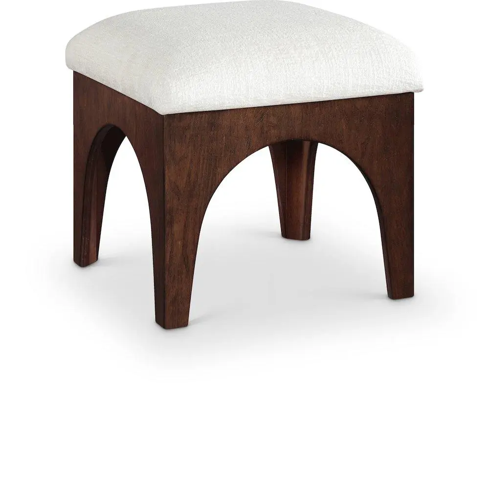 Lawson Plush Seat, Cream Chenille Fabric Upholstered Indoor Ottoman Stool
