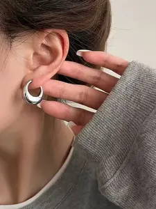 Women's Elegant Copper Earrings, Rhinestone Water Drop Design, French Vintage Style, All Season Jewelry Accessory, Fashionable Hoop Earrings