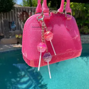 Pink Glitter Lollipop Keychain  3D Sparkling Candy Keychain | Cute Gift for Women & Girls