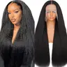 Lush Haute 13X6 Synthetic Lace Front Wig Kinky Straight Lace Front Wig Pre Plucked 180% Density Yaki Straight Lace Front Wigs For Black Women Heat Resistant Hair
