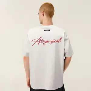 ATRY floral embroidery short-sleeve T-shirt for men — Chinese streetwear brand, American high-street style, loose fit, vintage print; matching top for women