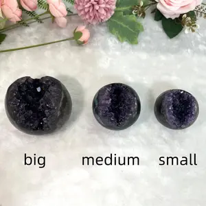 IG Crystal 1 Count Amethyst Geode Agate Spheres Open Smiling Crystal Ball