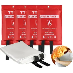 Fire Blanket for  & Kitchen 40" x 40" - 4 Pack, High Heat Resistant Fire Suppression Blankets for  Safety, Kitchen, and Camping (4)