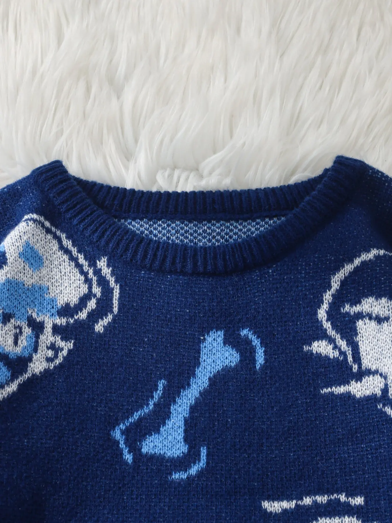 Dragon Roar Jacquard Two-Sided Pattern Pullover Sweater, Casual 