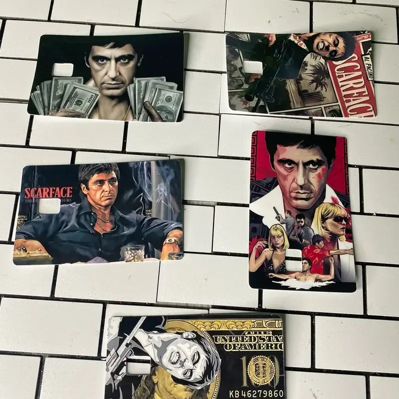 2 PACK Tony Montana small chip credit cards skin sticker decals