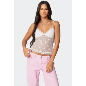 Polka Dot & Bow Sheer Tank Top