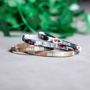 Christian Rubber and Fabric Bracelet 3 or 5 Packs