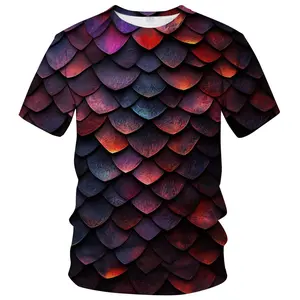 Unisex 3D Dragon Scale Print T-Shirt, Vibrant Colorful Reptile Skin Pattern, Perfect for Halloween Cosplay, Fantasy Festivals, Casual Daily Wear, Trendy Streetwear for Men & Women