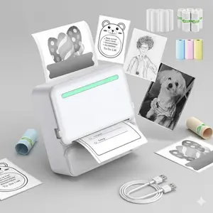Portable Thermal Label Printer, Wireless Bluetooth Sticker Maker for iOS/Android. Mini Mobile Photo Printer for Study & Office Use, Instant Print & Peel with 14 Rolls Thermal Paper, No Ink Needed.