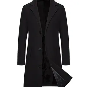 Men's Plus Size Slim Fit Casual Trench Coat With Suit Collar, Button Closure And Pockets -  For Men - Suitable for Autumn/Winter - Perfect for Everyday Wear & Formal Occasions - Ideal Gift for Stylish Men