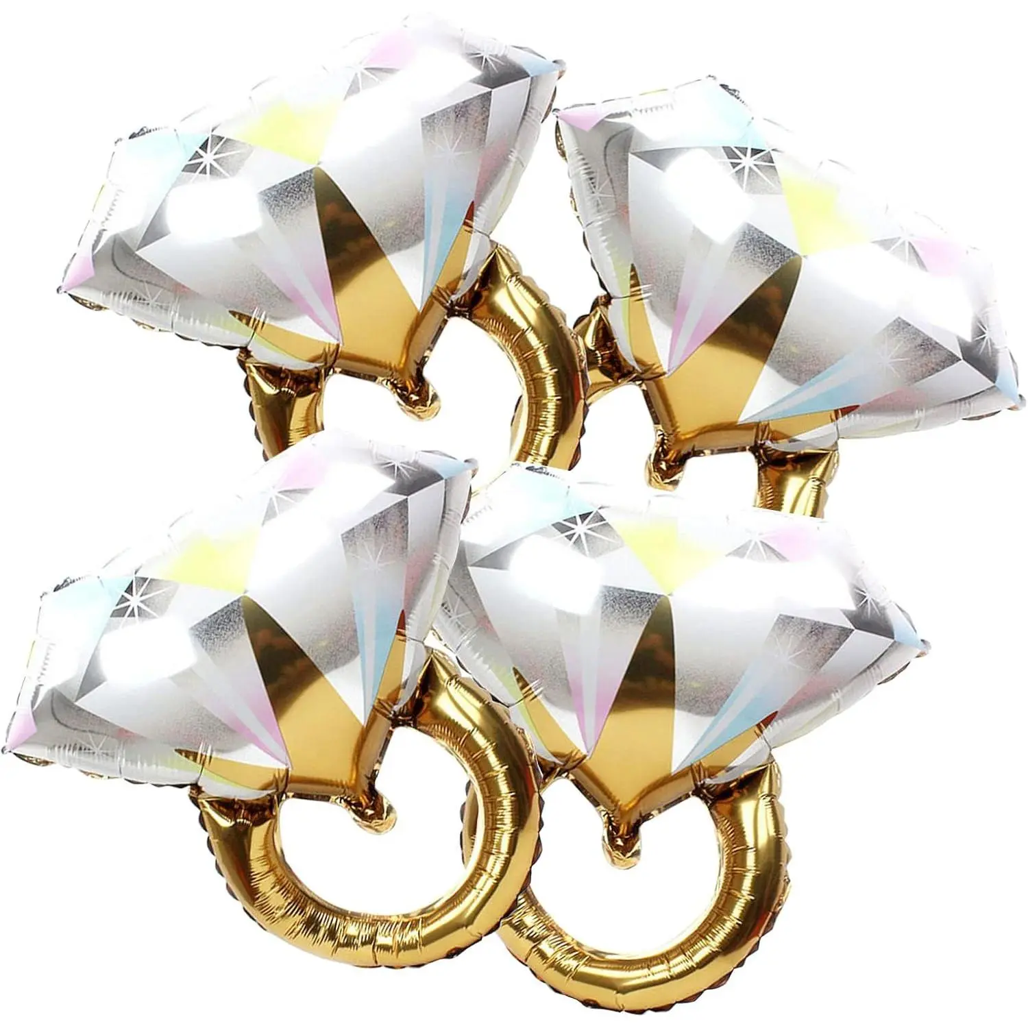 4 Pieces Diamond Engagement Rings Polyester Film Balloons, Wedding Engagement and Bridal Shower Party Supplies
