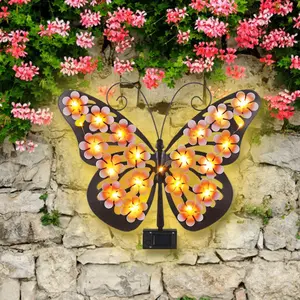 Outdoor Butterfly Light – Solar Powered Waterproof Wall Decor, LED Landscape Lamp | Garden Fence Ornament, Soft Ambient Lighting for Patio Courtyard Setup Use