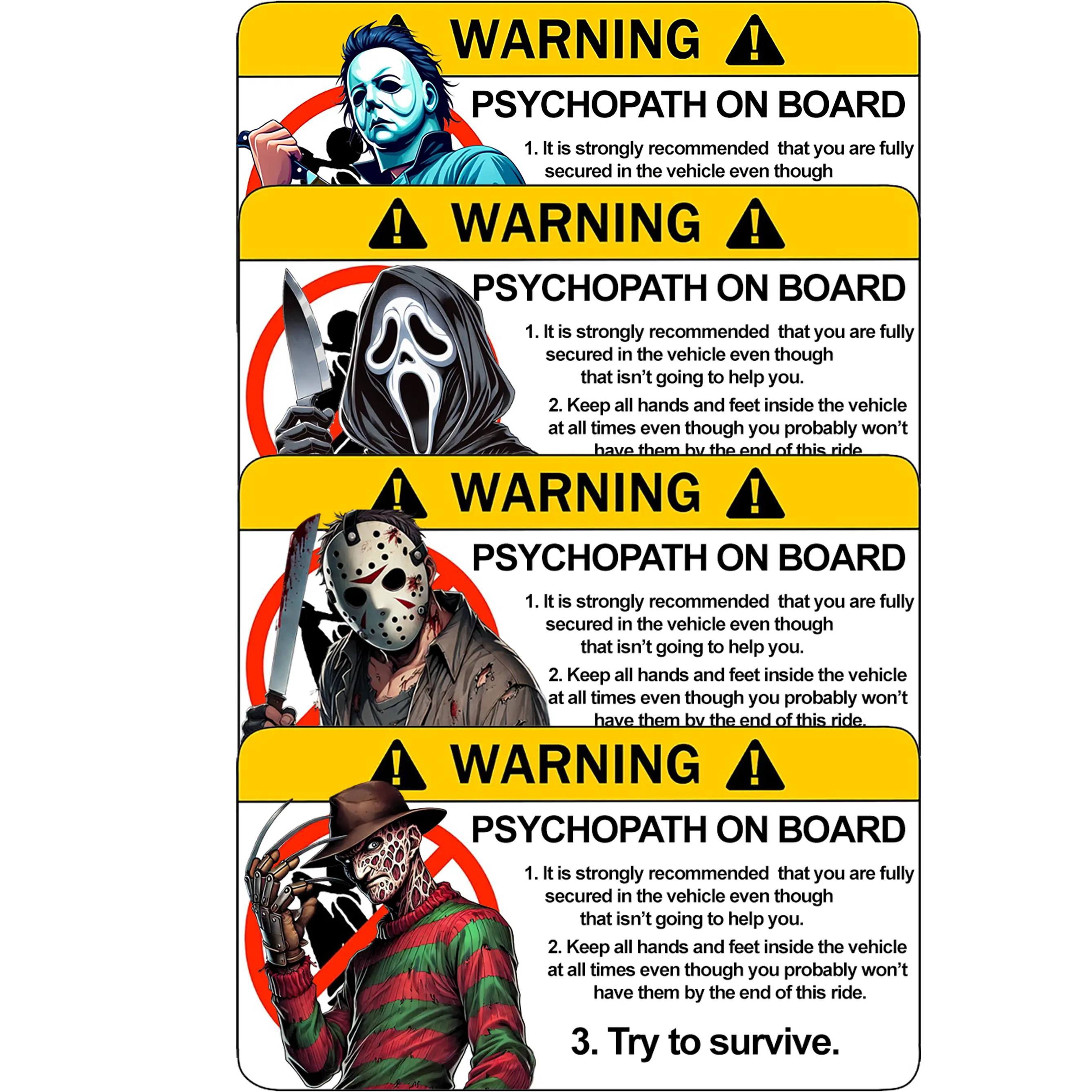 Custom Horror Airbag Warning Sticker Decal