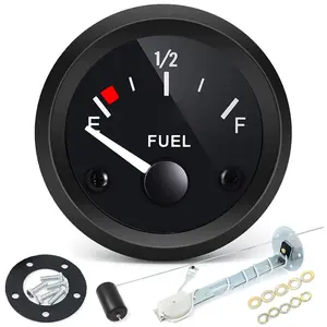 2" 52mm Fuel Level Gauge 12V Fuel Tank Sending Unit 240-33ohm Fuel Sensor E-1/2-F Pointer Meter for Boat Car Truck RV Motorcycle