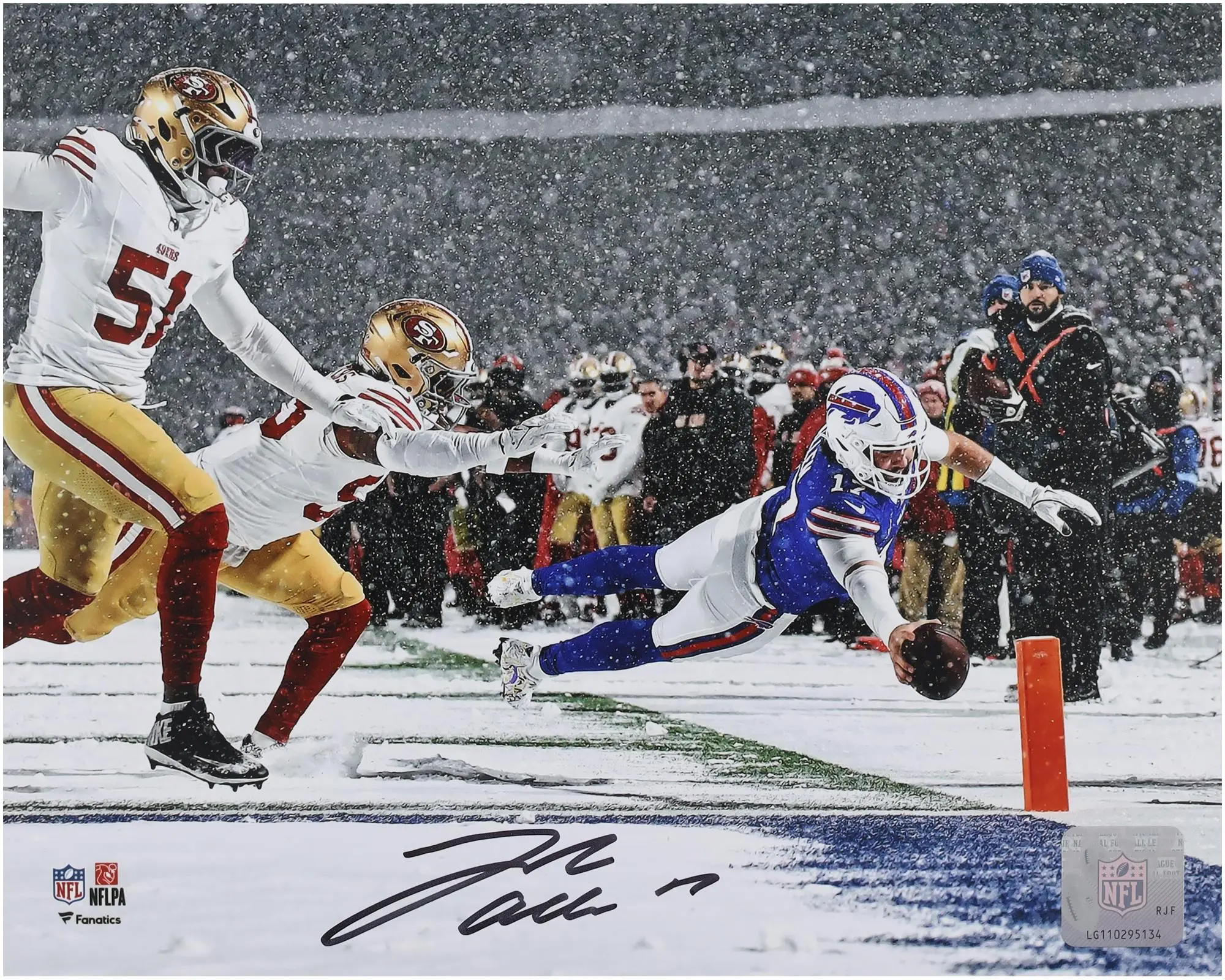Josh Allen Buffalo Bills Autographed 8" x 10" Diving Snow Touchdown Photograph - Fanatics Authentic Certified