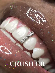 CRUSH CR 18K Gold Plated Tooth Cap Grillz Dental Jewelry for Men Women, 18K Gold Plated Handcrafted Bottle Design with Paved CZ Stones, Hypoallergenic and Removable, Ideal for Gallery Events, Red Carpet Looks, Date Nights and Creative Styling