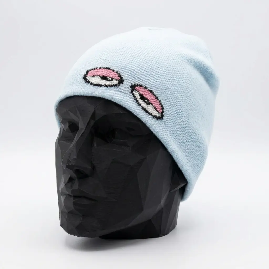 Unisex Acrylic Beanie, Cozy Sleepy eyed Hat for Daily Wear